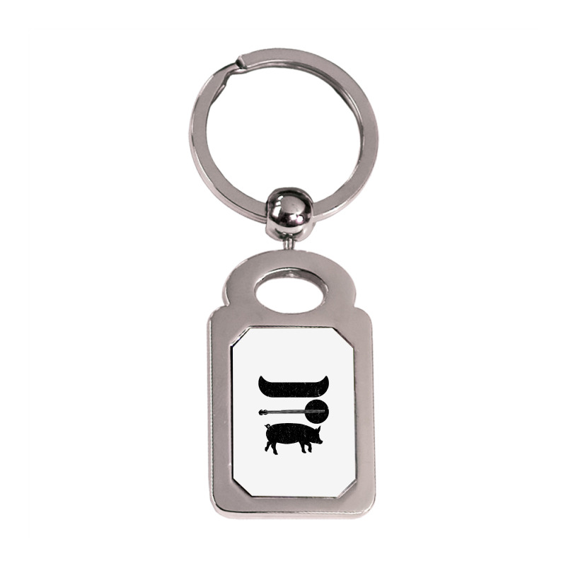 Canoe Banjo Pig Funny Canoeing Silver Rectangle Keychain | Artistshot