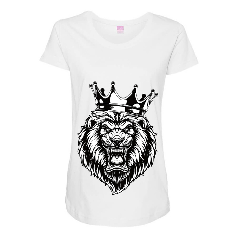 Angry Lion King Ferocious Lion With Crown Maternity Scoop Neck T-shirt by KatanaFarkas | Artistshot