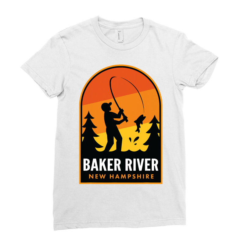 Baker River New Hampshire Fishing Ladies Fitted T-Shirt by HarborLenard | Artistshot