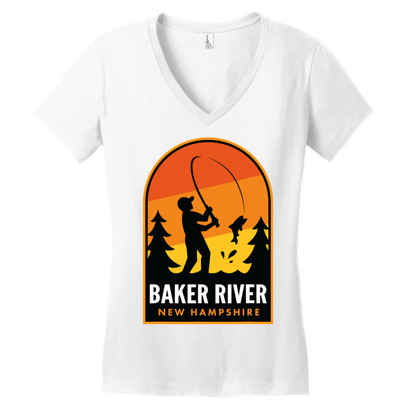 Baker River New Hampshire Fishing Women's V-Neck T-Shirt by HarborLenard | Artistshot