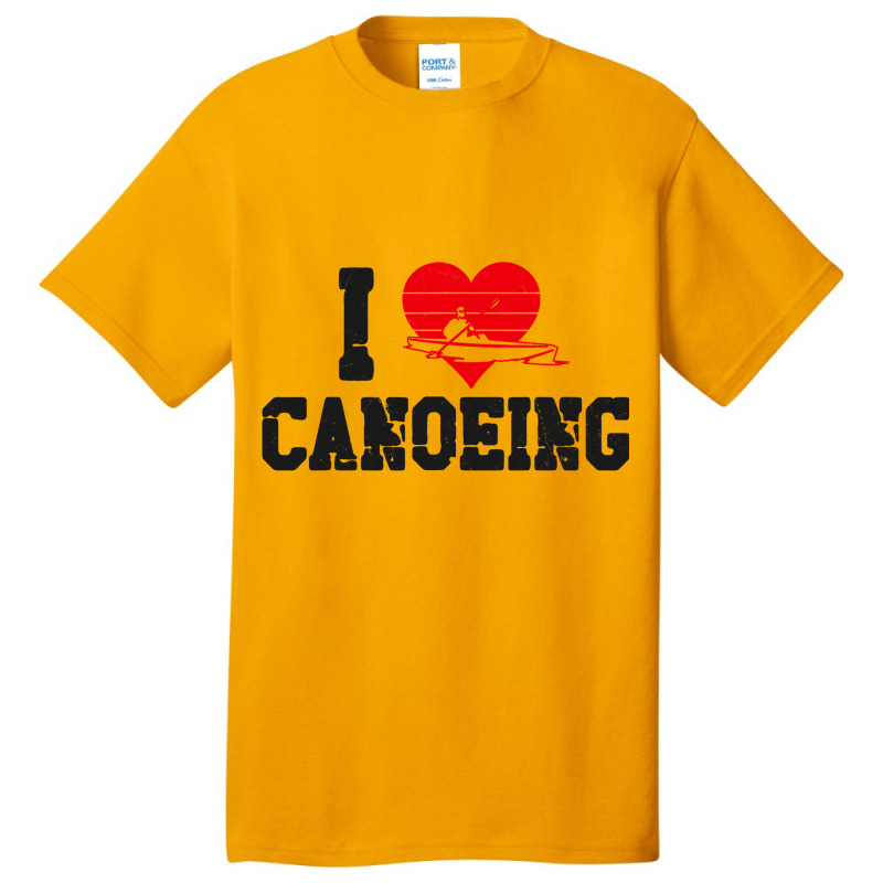 Canoe Canoeing Heart Vintage I Love Canoeing 3 Basic T-shirt | Artistshot