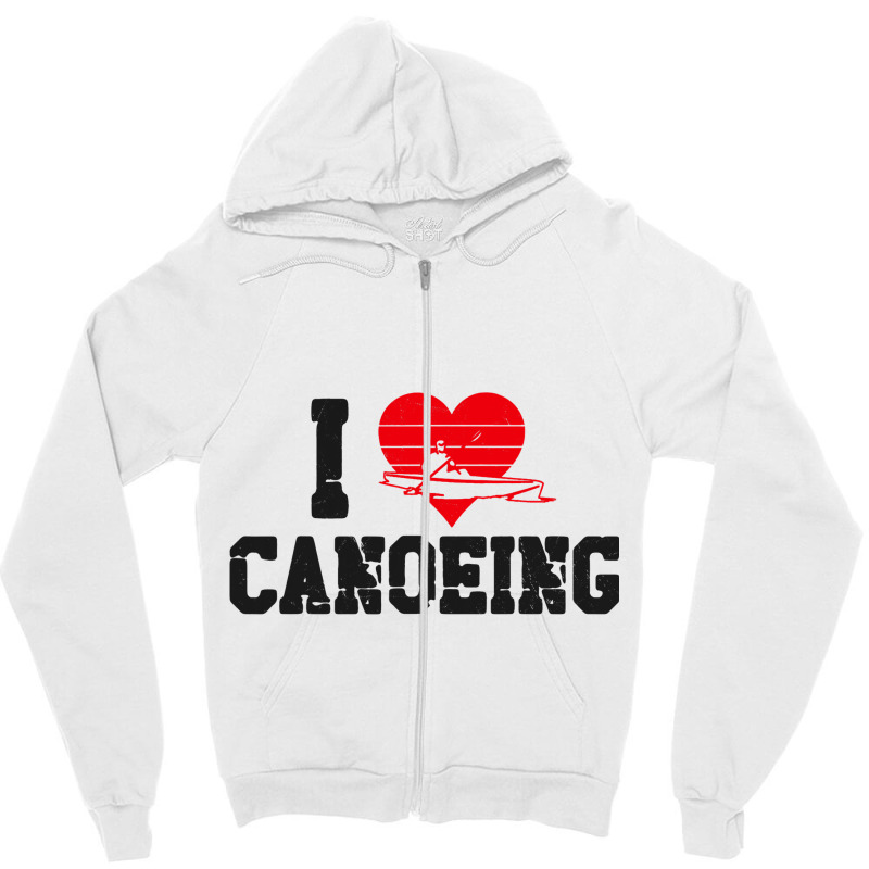 Canoe Canoeing Heart Vintage I Love Canoeing 3 Zipper Hoodie | Artistshot