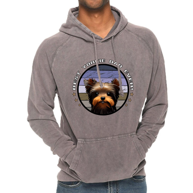 Best Yorkie Dad Ever Vintage Yorkshire Terrier Dog Vintage Hoodie | Artistshot