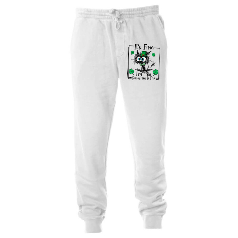 Black Cat Patricks Day Its Fine Im Fine Everything Unisex Jogger | Artistshot