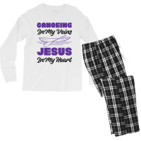 Canoe Canoeing Jesus Faith Canoeing In My Veins Je Men's Long Sleeve Pajama Set | Artistshot