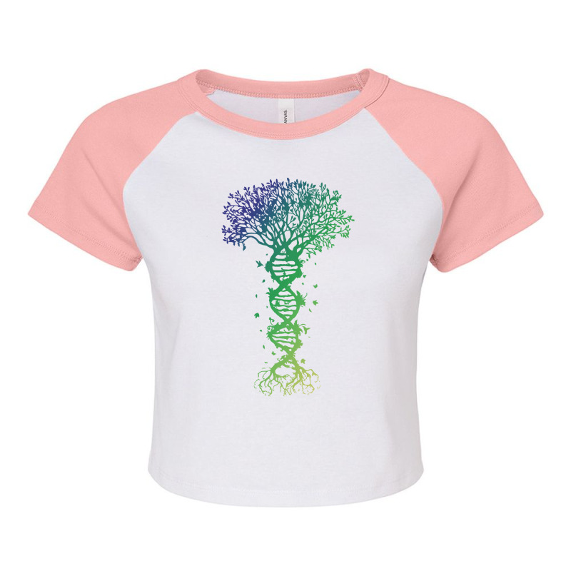 Dna Tree T  Shirt D N A Tree Of Life Genetics Colorful Biology Science Raglan Crop Top by improbablerecent | Artistshot