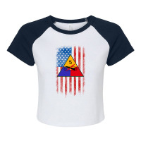 5th Armored Division 5th Ad American Flag Long Sleeve T Shirt Raglan Crop Top | Artistshot