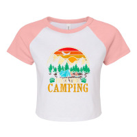 First Time Camping Funny Camper Lover Gift Raglan Crop Top | Artistshot