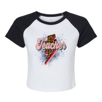 Leopard Teacher Shirt Teacher Lightning Bolt Back To School T Shirt Raglan Crop Top | Artistshot