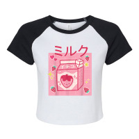 Cute Kawaii Womens Japanese Otaku Anime Strawberry Milkshake Raglan Crop Top | Artistshot