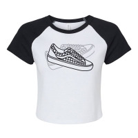 Line Art Of Classic Shoe Raglan Crop Top | Artistshot