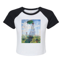 Monet's Woman With A Parasol  Modern Art Famous Painting T Shirt Raglan Crop Top | Artistshot