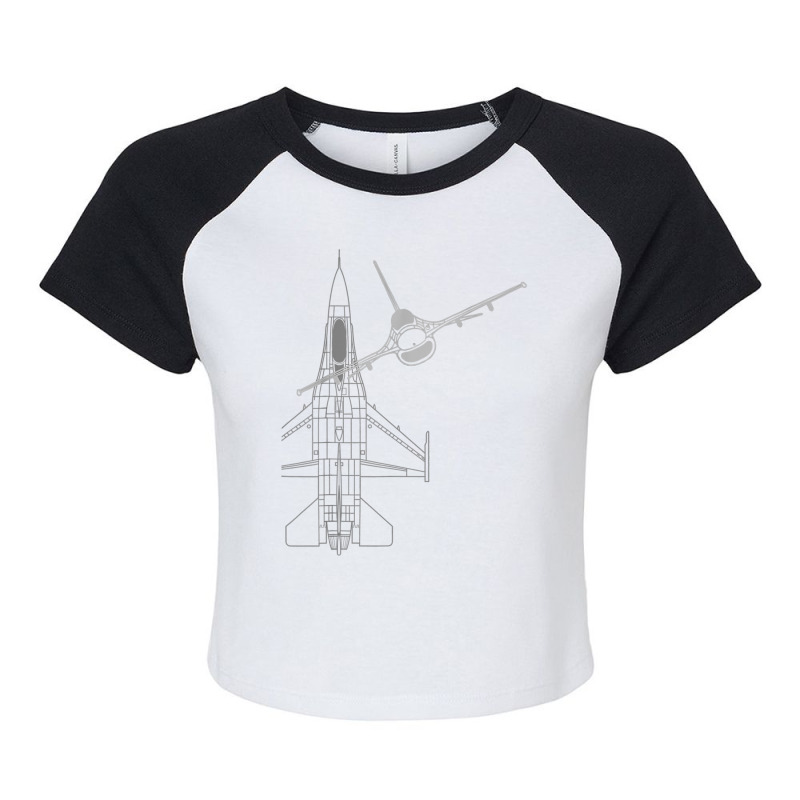 F 16 Fighting Falcon Viper Jet Line Art T Shirt Raglan Crop Top by zagelmaglime | Artistshot