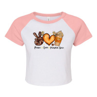 Peace Love Pumpkin Spice Funny Autumn Fall Season Women T Shirt Raglan Crop Top | Artistshot