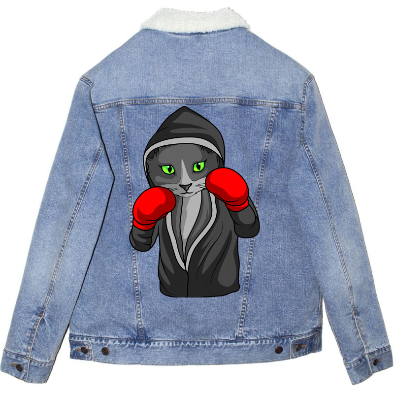 Boxing Cat Boxer Coach Combat Sport Trainee Studen Unisex Sherpa-lined Denim Jacket | Artistshot