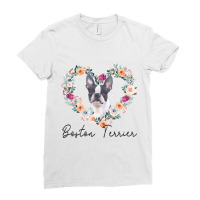 Boston Terrier Dog Flower Heart Funny Mothers Day  Ladies Fitted T-shirt | Artistshot