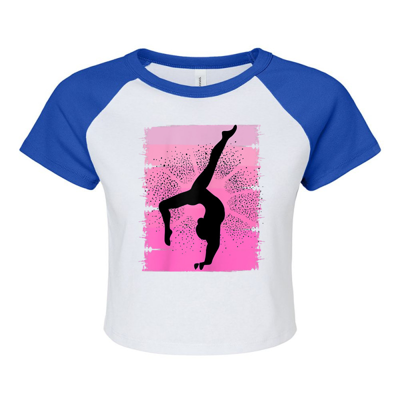 Pink Retro Gymnastics Girls Motivational Handstand Queen T Shirt Raglan Crop Top by weidenkifinckvd | Artistshot