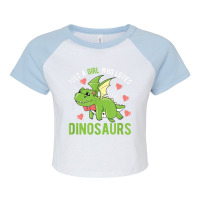 Just A Girl Who Loves Dinosaurs Dino Raglan Crop Top | Artistshot