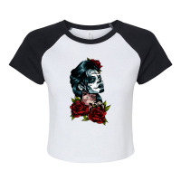 Catrina La Calavera Sugar Skull Halloween Day Of The Dead 193 Raglan Crop Top | Artistshot