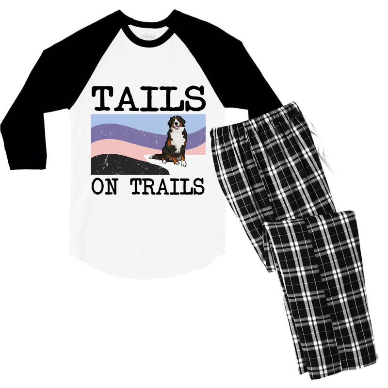 Bernese Mountain Dog Tails On Trails Funny Dog Hik Men's 3/4 Sleeve Pajama Set | Artistshot