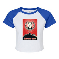 Obey And Work Stalin Raglan Crop Top | Artistshot