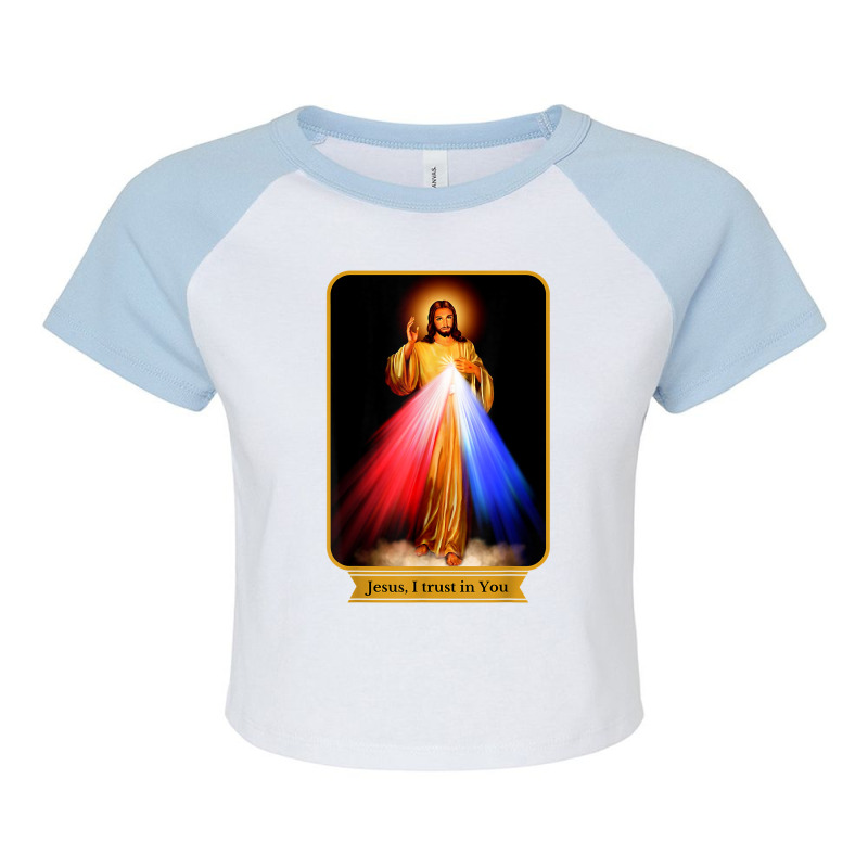 Divine Mercy Jesus I Trust In You Catholic T Shirt Raglan Crop Top by cm-arts | Artistshot