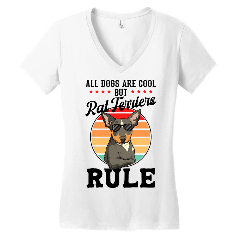 All Dogs Are Cool But Rat Terriers Rule Funny Rat  Women's V-Neck T-Shirt by BelleAldrich | Artistshot