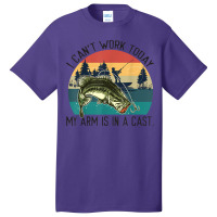 Mens I Can't Work Today, My Arm Is In A Cast, Fishing Vintage Basic T-shirt | Artistshot