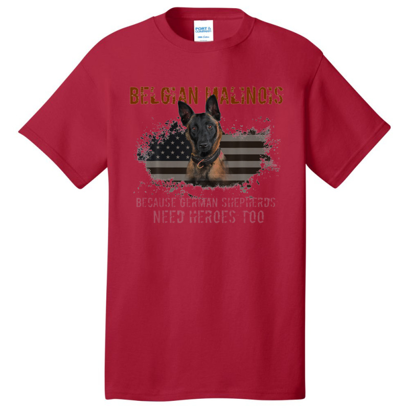 Belgian Malinois American Flag Funny Dog Gift Basic T-shirt by GindhiArt | Artistshot