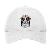 Bernese Mountain Dog With Floral Headband Bmd Bern Adjustable Cap | Artistshot