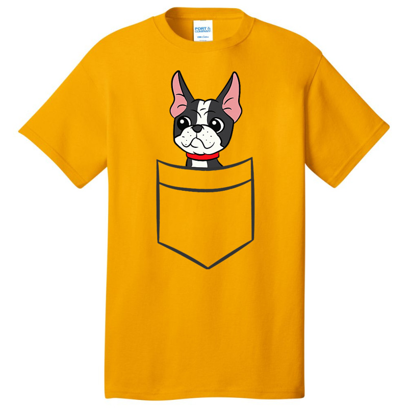 Boston Terrier Dog In The Pocket Funny Boston Terr Basic T-shirt | Artistshot