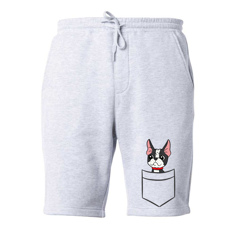 Boston Terrier Dog In The Pocket Funny Boston Terr Fleece Short | Artistshot