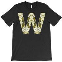 Letter W T  Shirt Letter W Monogram Olive Green Abstract Pattern Paint T-shirt | Artistshot