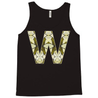 Letter W T  Shirt Letter W Monogram Olive Green Abstract Pattern Paint Tank Top | Artistshot