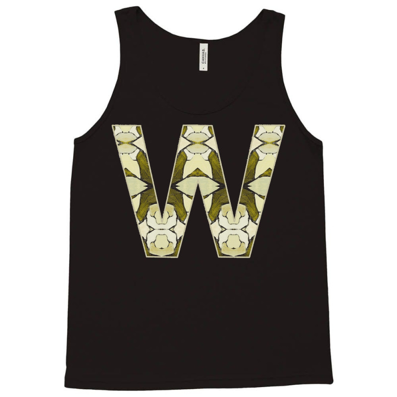 Letter W T  Shirt Letter W Monogram Olive Green Abstract Pattern Paint Tank Top | Artistshot