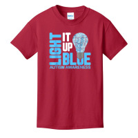 Light It Up Blue Autism Awareness Puzzle Piece Ribbon Basic Youth T-shirt | Artistshot