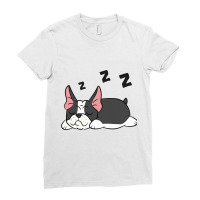 Boston Terrier Dog Pajama Funny Sleeping Boston Te Ladies Fitted T-shirt | Artistshot