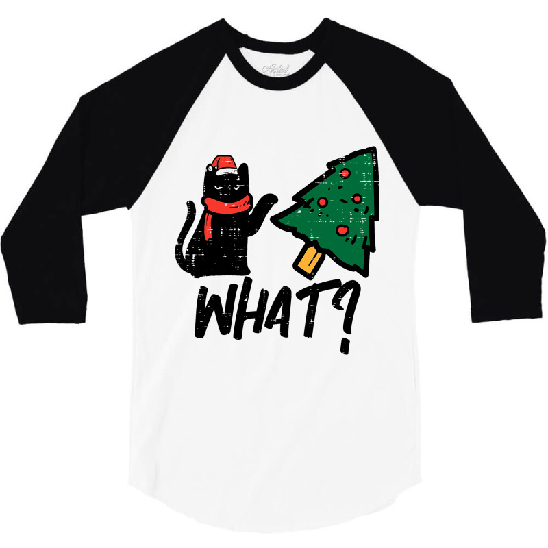 Black Cat Tipping Christmas Tree What Funny Men Wo 3/4 Sleeve Shirt | Artistshot