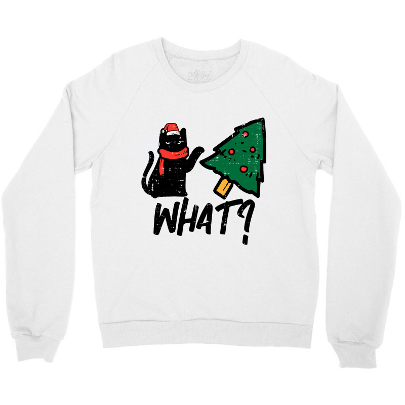 Black Cat Tipping Christmas Tree What Funny Men Wo Crewneck Sweatshirt | Artistshot