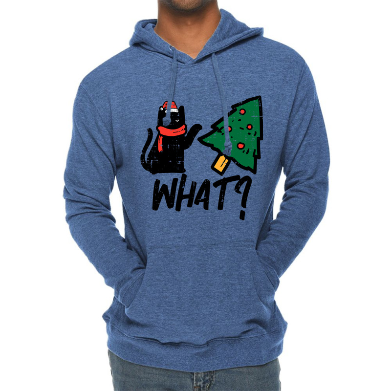 Black Cat Tipping Christmas Tree What Funny Men Wo Lightweight Hoodie | Artistshot