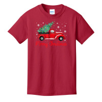 Red Truck Pick Up Christmas Tree Light Merry Christmas Light T Shirt Basic Youth T-shirt | Artistshot