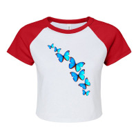 Majestic Butterfly   Blue Butterflies Morpho T Shirt Raglan Crop Top | Artistshot