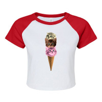 Meowscream Ice Cream Cone Kitten Pun Graphic Raglan Crop Top | Artistshot