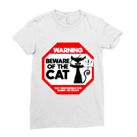 Beware Of Cat Funny Saying Angry Cat Funny Black C Ladies Fitted T-shirt | Artistshot