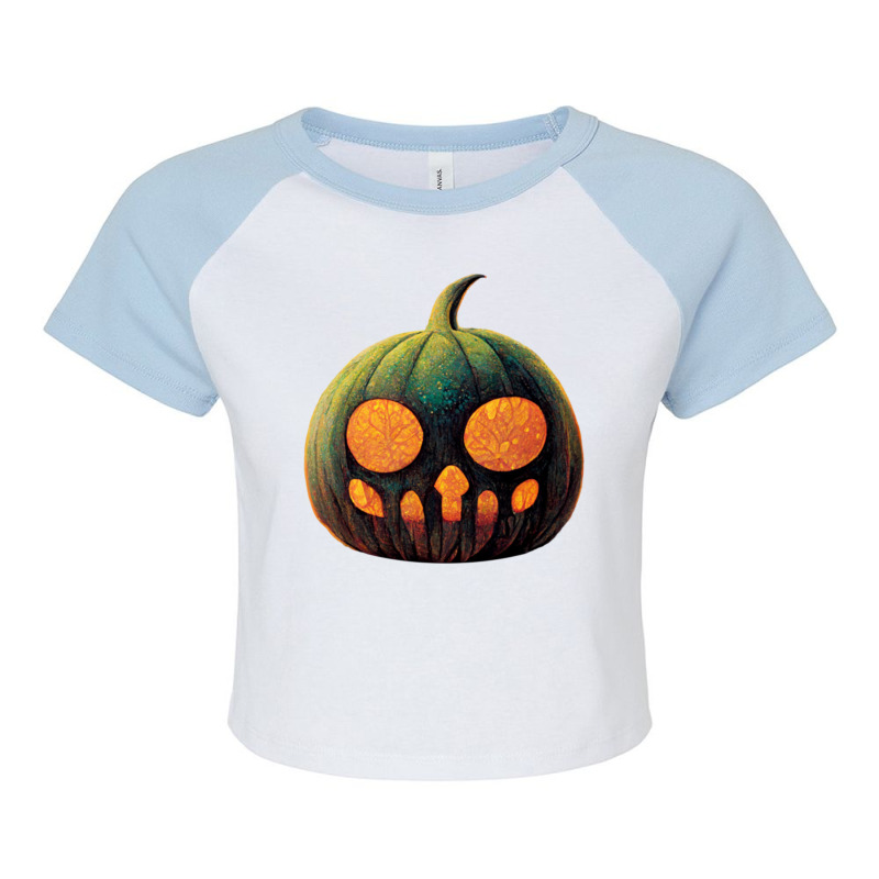 Spooky Typical Halloween Pumpkin Raglan Crop Top by TaylorMargaretMiscoe | Artistshot