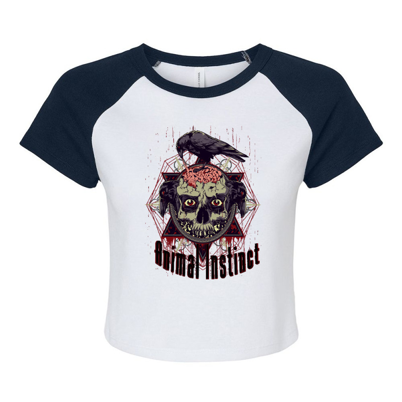 The Crow Eating Brains, The Crow, Eating Brains, The Crow Eating Brain Raglan Crop Top by cm-arts | Artistshot