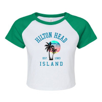 Hilton Head Island South Carolina Beach Palm Trees Summer Raglan Crop Top | Artistshot