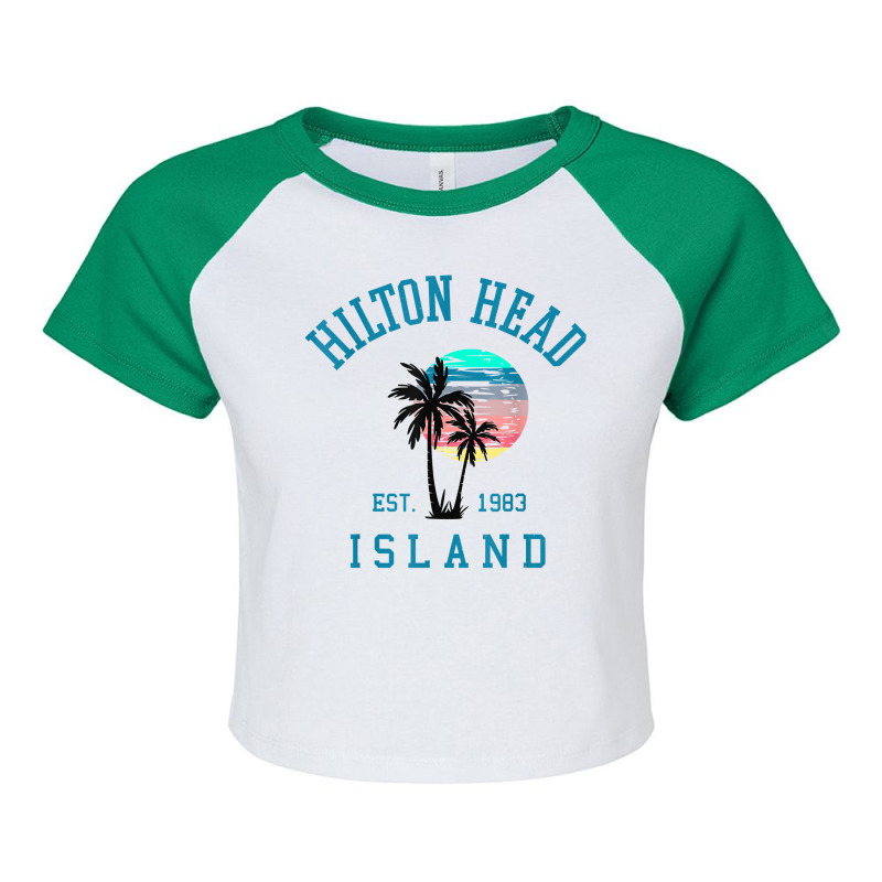 Hilton Head Island South Carolina Beach Palm Trees Summer Raglan Crop Top by FrancesTiffany | Artistshot