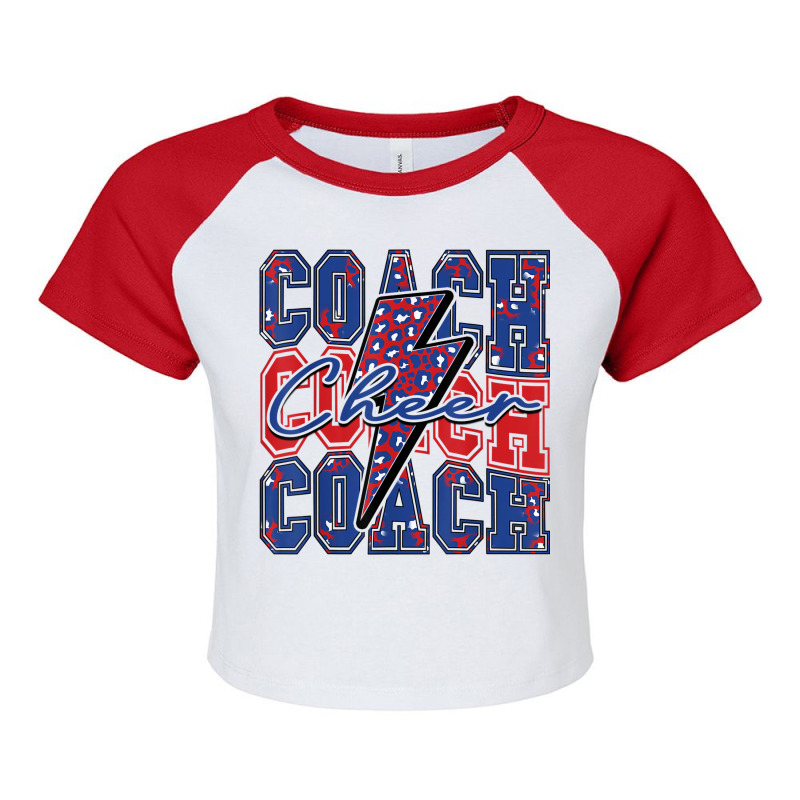 Cheer Coach Lightning Bolt Cheer Leopard Blue Red Raglan Crop Top by Hoodies | Artistshot