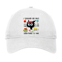 100th Day Of School Its Fine Im Fine Everythings F Adjustable Cap | Artistshot